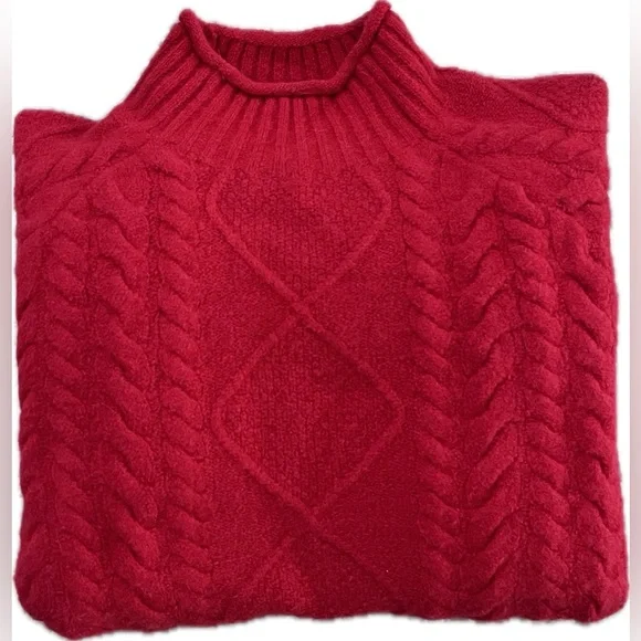 J. Crew Red Cable-knit Rollneck sweater - Size XS - Excellent Condition - Picture 3 of 6